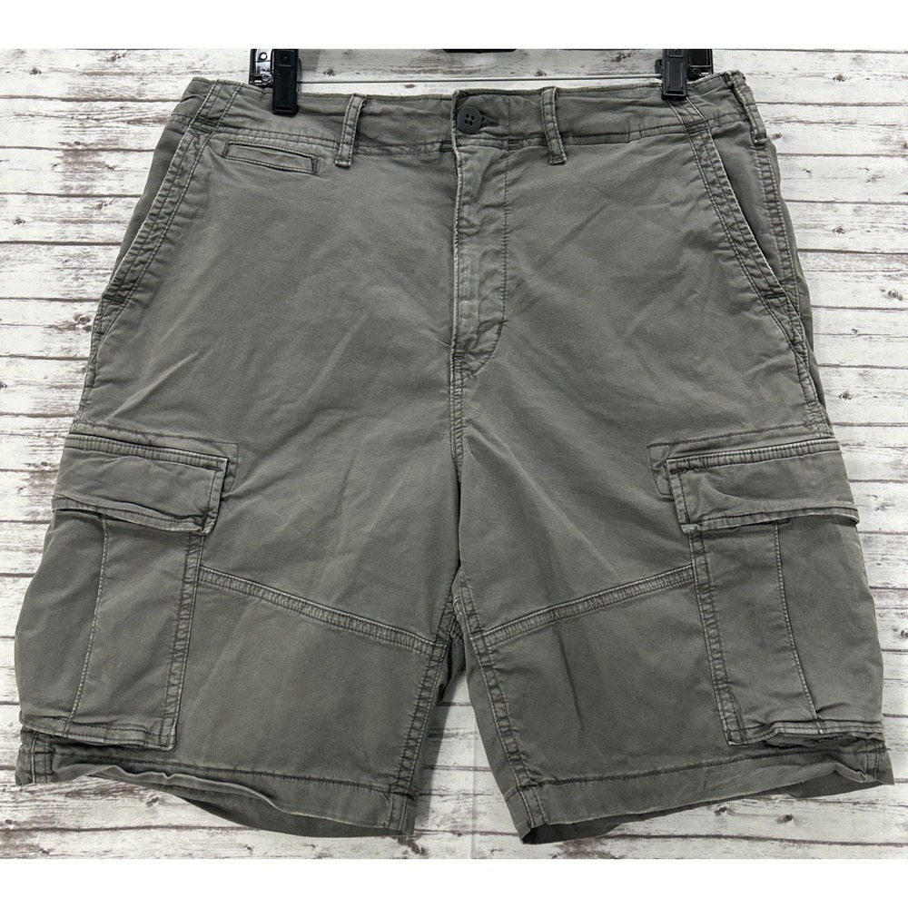American Eagle Cargo Shorts Men's Size 33 Gray Flex 9" Inseam Stretch Utility